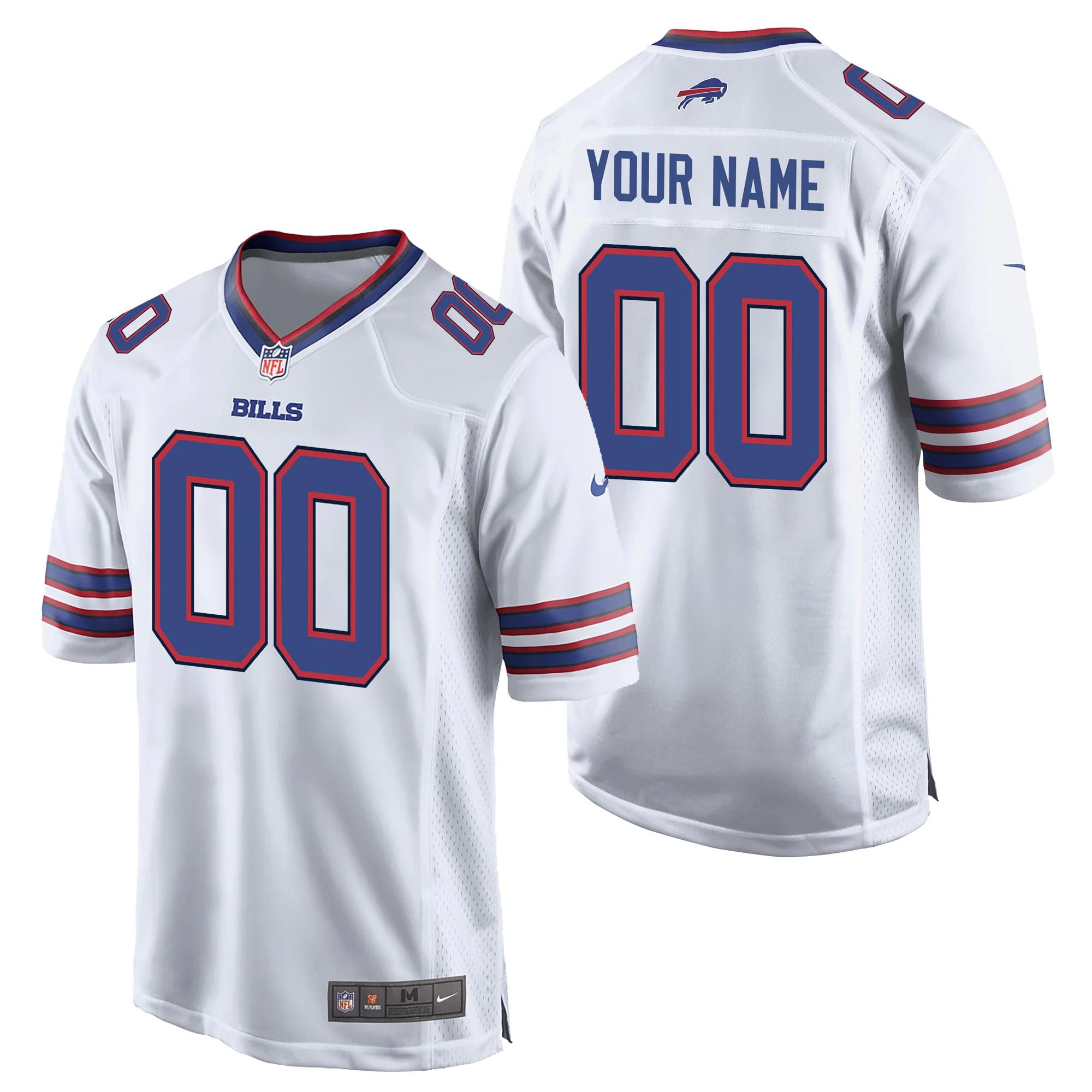 Men Buffalo Bills Nike White Custom Game NFL Jersey->->Custom Jersey